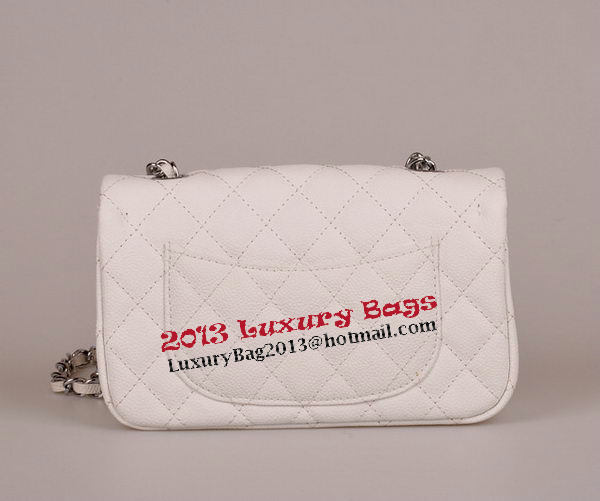 Chanel mini Classic Flap Bag White Cannage Pattern 1117 Silver