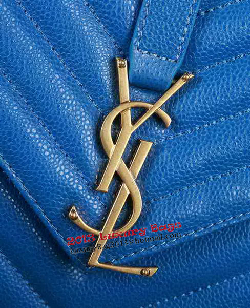 Saint Laurent Classic Monogramme Cannage Pattern Flap Bag Y5480 Blue