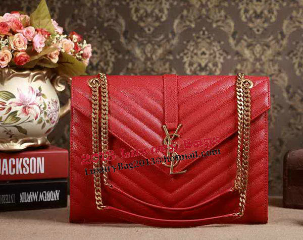 Saint Laurent Classic Monogramme Cannage Pattern Flap Bag Y5480 Red