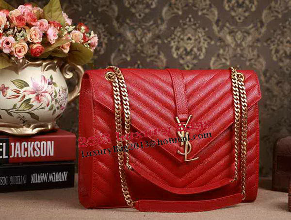 Saint Laurent Classic Monogramme Cannage Pattern Flap Bag Y5480 Red