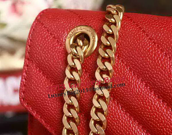 Saint Laurent Classic Monogramme Cannage Pattern Flap Bag Y5480 Red