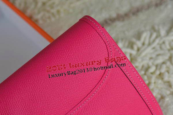 Hermes Jige Clutch Bag Calfskin Leather Rose