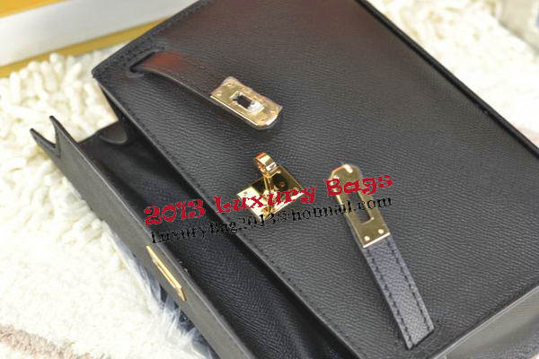 Hermes MINI Kelly 22cm Tote Bag Calfskin Leather Black