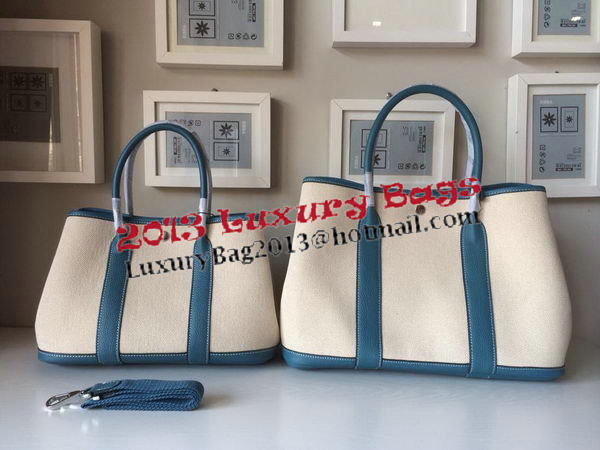 Hermes Garden Party 30CM Bag Canvas Leather H11S Blue