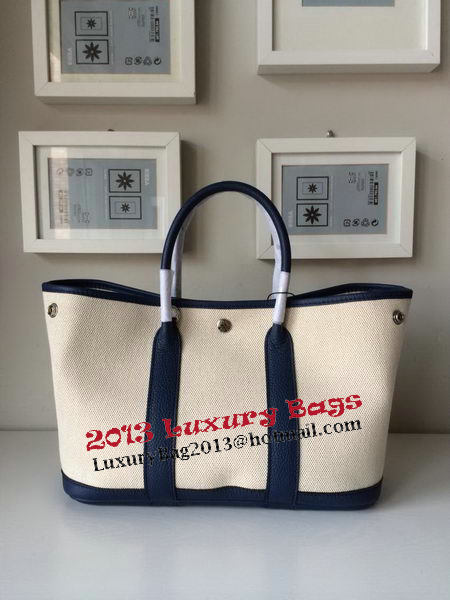 Hermes Garden Party 30CM Bag Canvas Leather H11S Royal