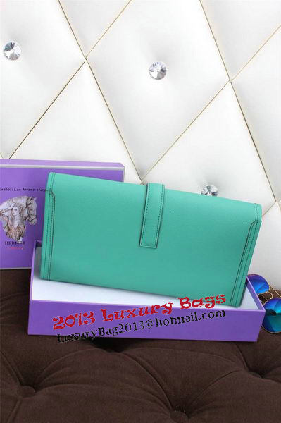 Hermes Jige Clutch Bag Calfskin Leather H258 Green