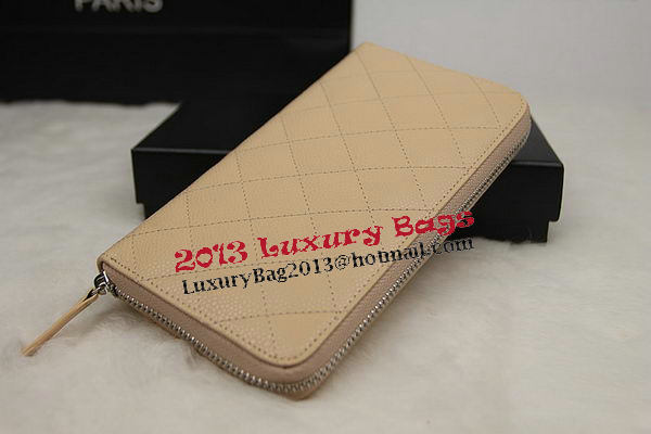 Chanel Matelasse Zip Around Wallet Cannage Pattern A50097 Apricot