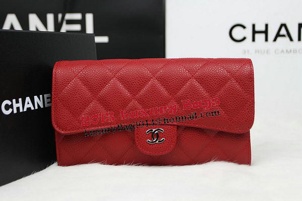 Chanel Tri-Fold Wallet Original Cannage Pattern Leather CHA31506 Red