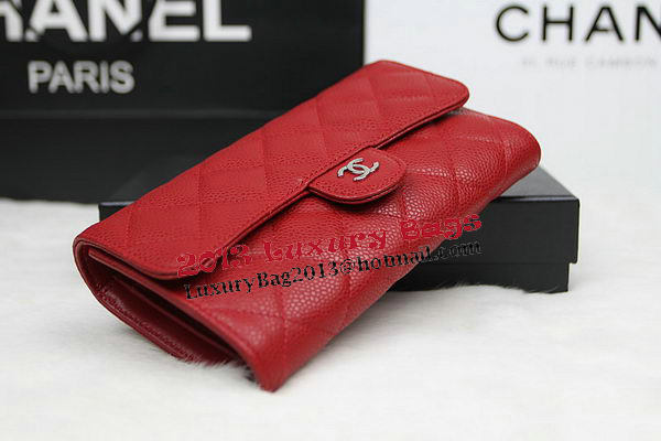 Chanel Tri-Fold Wallet Original Cannage Pattern Leather CHA31506 Red