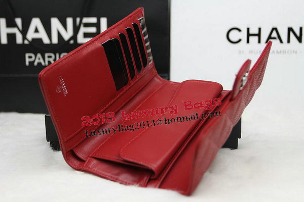 Chanel Tri-Fold Wallet Original Cannage Pattern Leather CHA31506 Red