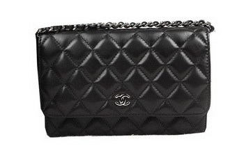 Chanel mini Flap Bag CHA33814 Black Original Sheepskin Leather Silver