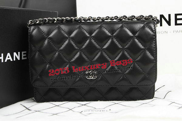 Chanel mini Flap Bag CHA33814 Black Original Sheepskin Leather Silver