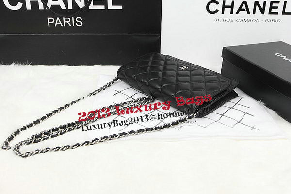 Chanel mini Flap Bag CHA33814 Black Original Sheepskin Leather Silver