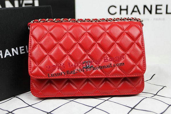 Chanel mini Flap Bag CHA33814 Red Original Sheepskin Leather Silver