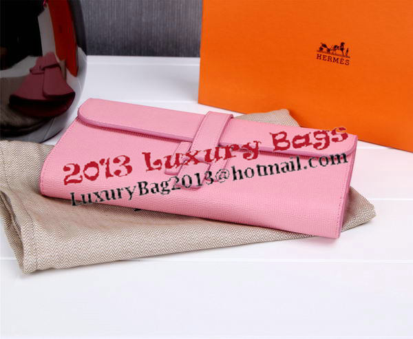 Hermes Jige Clutch Bag Calfskin Leather H8057 Pink