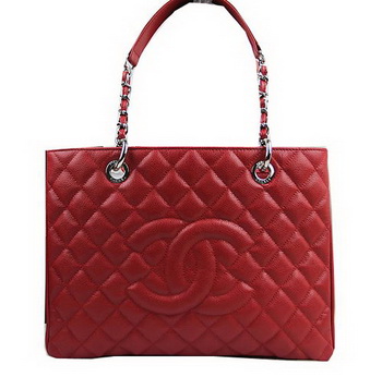 Chanel Classic Coco Bag Red GST Caviar Leather A50995 Silver