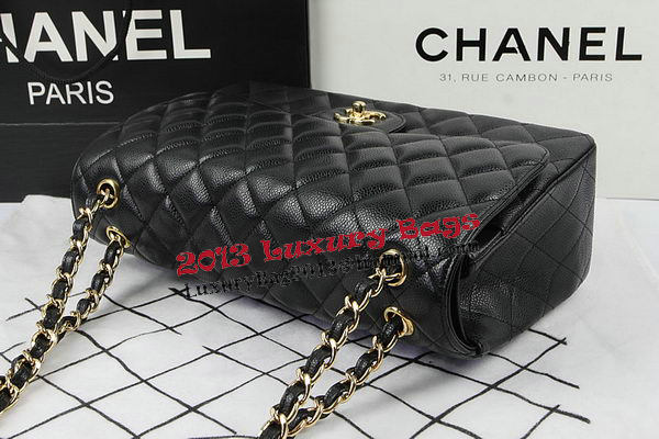 Chanel Classic Flap Bag Black Cannage Pattern CF1113 Gold