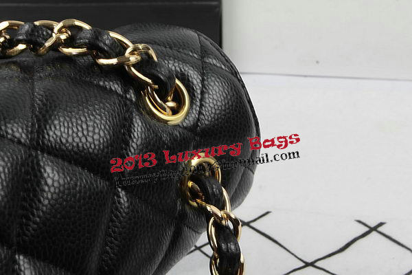 Chanel Classic Flap Bag Black Cannage Pattern CF1113 Gold