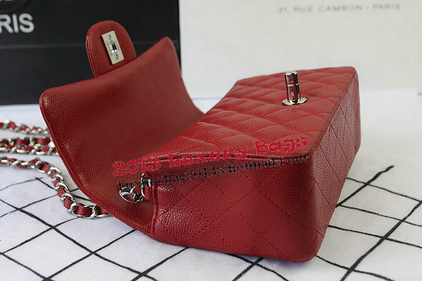 Chanel Classic MINI Flap Bag Red Cannage Pattern CF1119 Silver