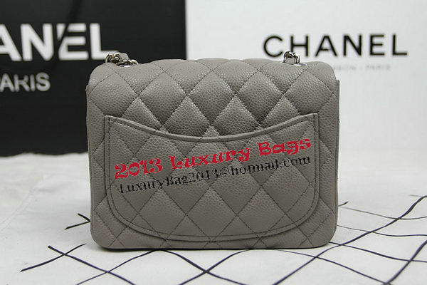 Chanel Classic MINI Flap Bag CF1115 Grey Cannage Pattern Silver