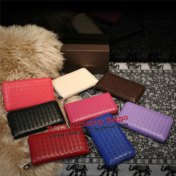 Bottega Veneta Intrecciato Nappa Zip Around Wallets 114073 Light Red