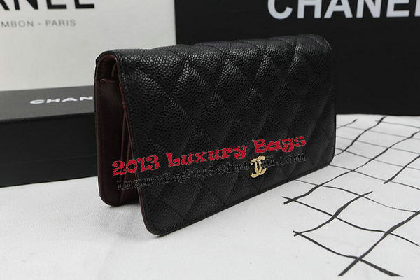 Chanel Bi-Fold Wallet Black Original Cannage Pattern A31509 Gold