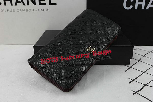 Chanel Bi-Fold Wallet Black Original Cannage Pattern A31509 Gold