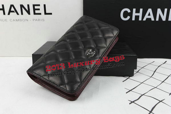 Chanel Bi-Fold Wallet Black Original Sheepskin A31509 Silver