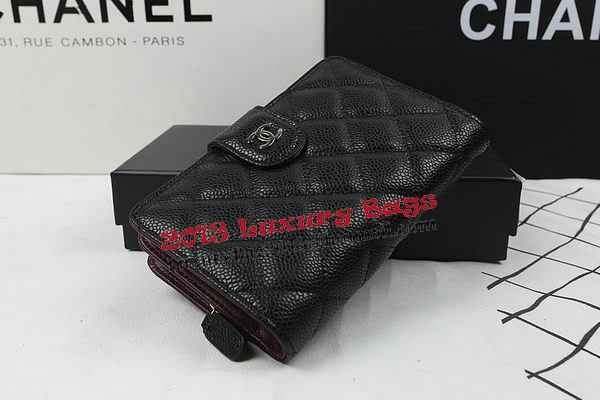 Chanel Matelasse Bi-Fold Wallet Black Original Cannage Pattern A48667 Silver