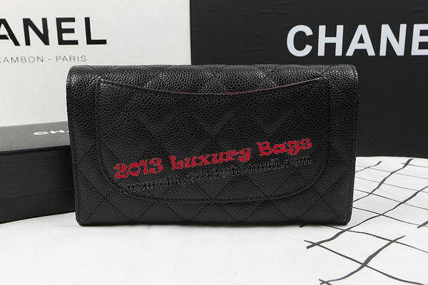 Chanel Tri-Fold Wallet Black Original Cannage Pattern A31506 Silver