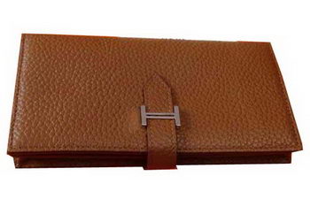 Hermes Bearn Japonaise Grainy Leather Wallet H8622W Wheat