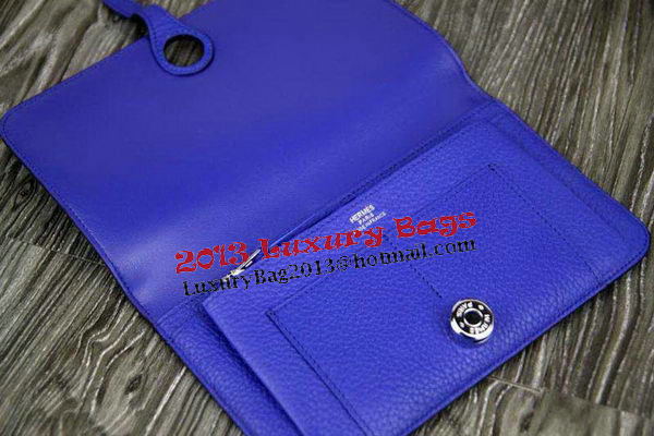 Hermes Compact Passport Holder Original Leather Wallet Royal