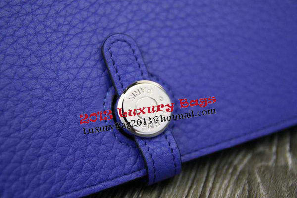 Hermes Compact Passport Holder Original Leather Wallet Royal