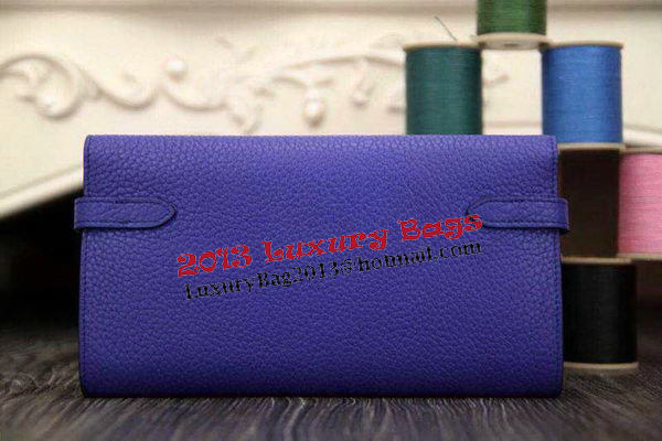 Hermes Kelly Wallet Togo Leather Bi-Fold Purse HA708W Royal