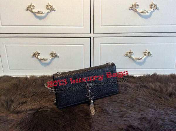 YSL Monogramme Cross-body Shoulder Bag Snake Leather Y31128 Black