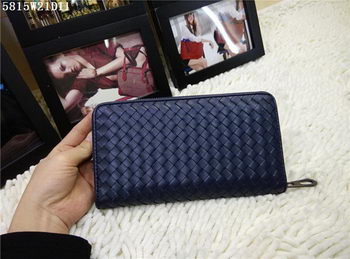 Bottega Veneta Intrecciato Calfskin Zip Around Wallet BV5815 Blue