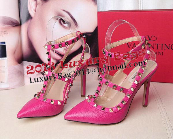 Valentino Litchi Leather Rivet 100mm Sandal VT263YZM Rose