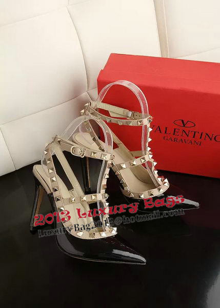 Valentino Patent Leather Rivet 100mm Sandal VT270YZM Black