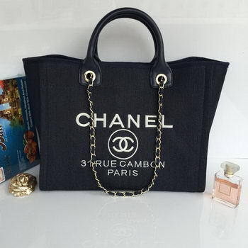 Chanel Large Canvas Tote Shopping Bag A68046 Royal