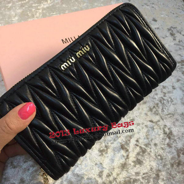 miu miu Matelasse Nappa Leather Wallet MM30150 Black