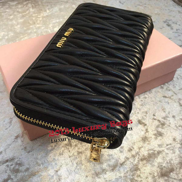 miu miu Matelasse Nappa Leather Wallet MM30150 Black