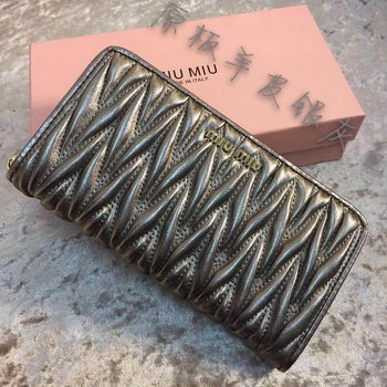 miu miu Matelasse Nappa Leather Wallet MM30150 Grey