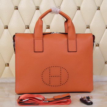 Hermes Briefcase Original Grainy Leather H8813T Orange