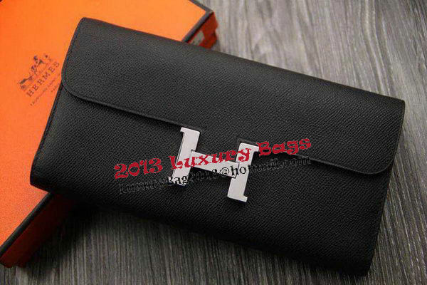 Hermes Constance Long Wallets Original Leather HA909 Black