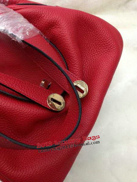 Hermes Lindy 30CM Red Leather Shoulder Bag HLD30 Gold