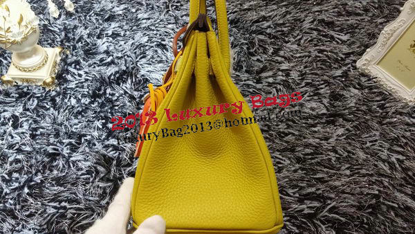 Hermes Birkin 30CM Tote Bags Litchi Leather H30LI Lemon