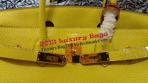 Hermes Birkin 30CM Tote Bags Litchi Leather H30LI Lemon