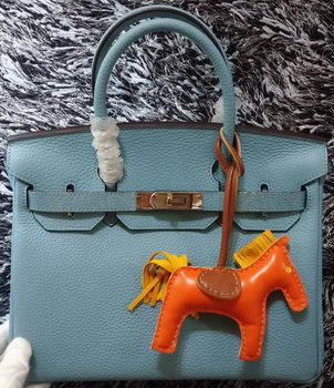 Hermes Birkin 30CM Tote Bags Litchi Leather H30LI Skyblue