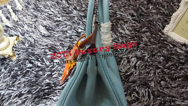 Hermes Birkin 30CM Tote Bags Litchi Leather H30LI Skyblue