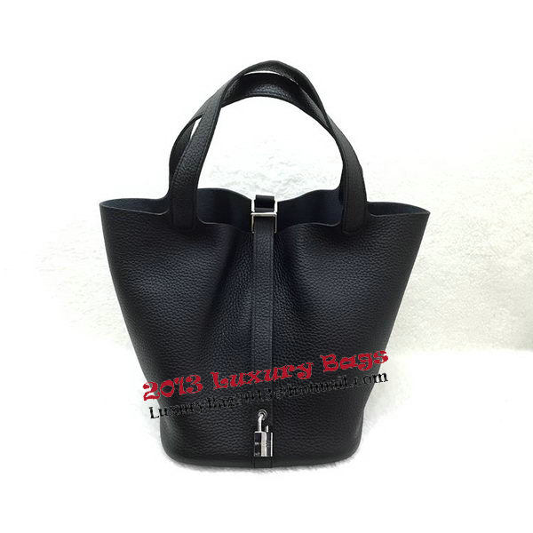 Hermes Picotin Lock 22cm Bags Litchi Leather HPL1048 Black